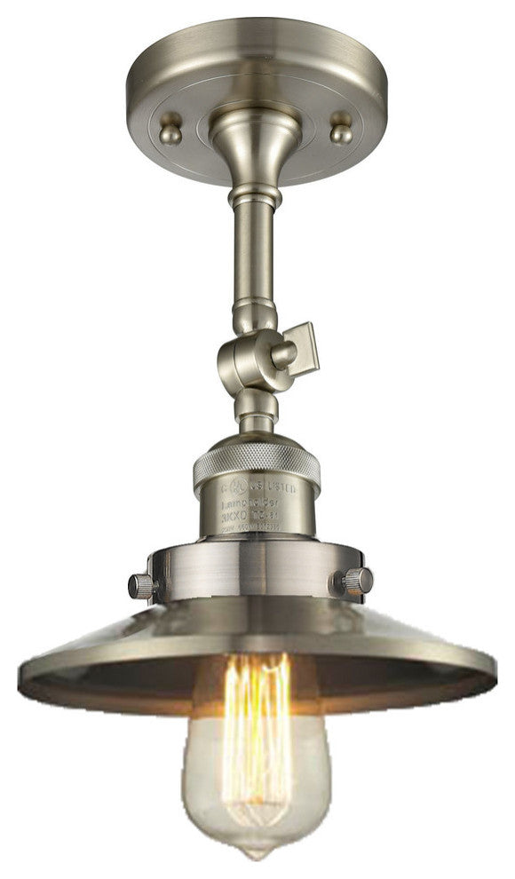 Railroad 1-Light Semi-Flush Mount, Brushed Satin Nickel