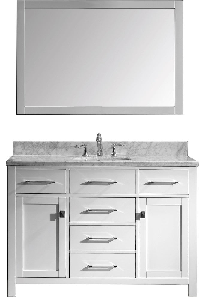 Caroline 48" Single Bathroom Vanity Set White, Marble Countertop