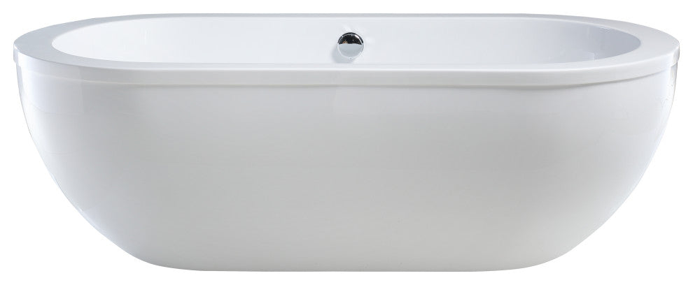 Vanity Art Freestanding Acrylic Soaking Bathtub, White, 71" x 34"