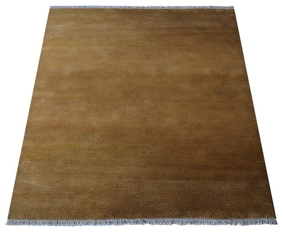 HAND KNOTTED JUTE ECO-FRIENDLY SOLID AREA RUGS, Gold, Solid, Outdoor Indoor, [Rectangle] 6'x9'