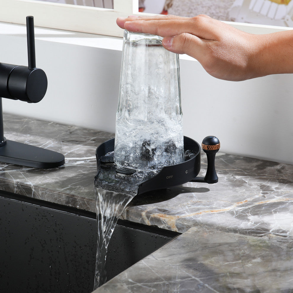 Kitchen Automatic Faucet Bottle Cup Washer Bar Sink With Hot and Cold Options, Matte Black
