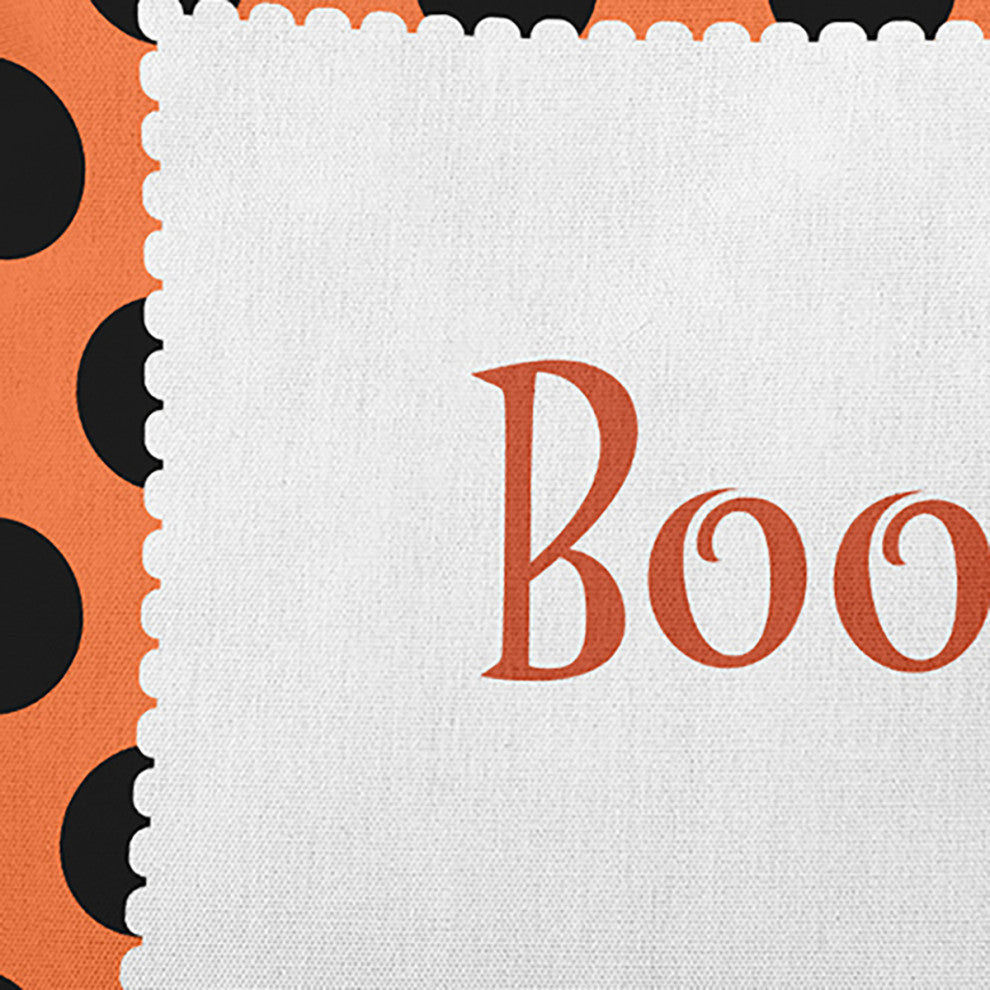 Halloween Boo Dots Accent Pillow, Traditional Orange, 18"x18"