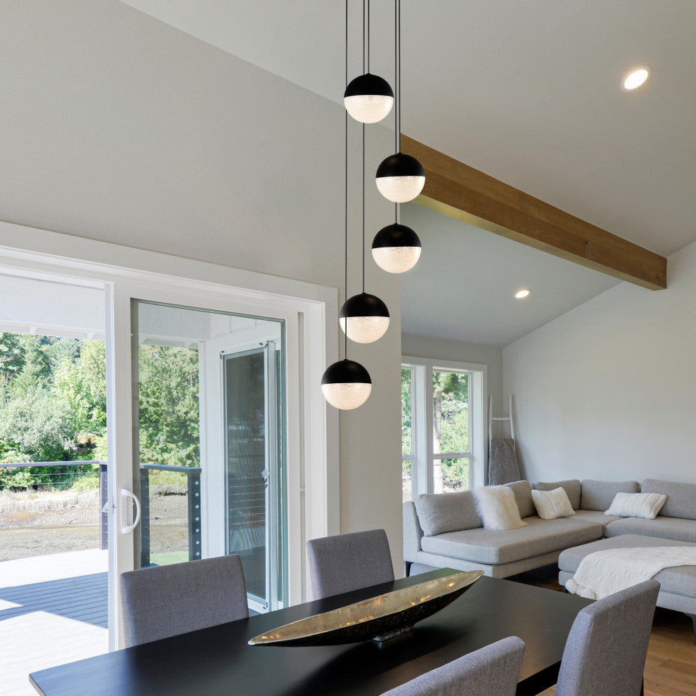 Ravello 5-Light ETL Certified Integrated LED Chandelier Lighting Fixture, Black