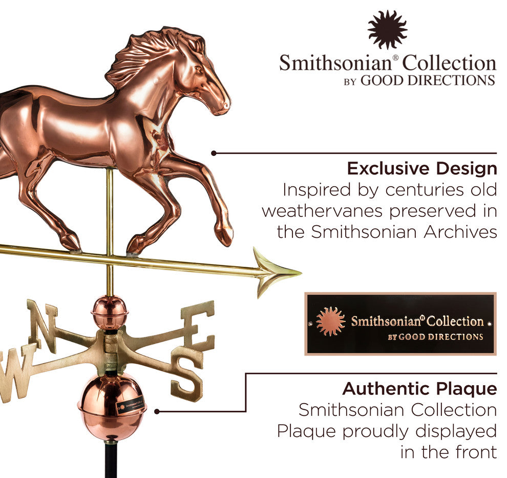 Smithsonian Running Horse Weathervane, Pure Copper