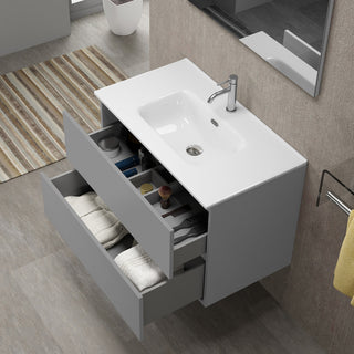WS Bath Collections Flora C80 Flora 32" Wall Mounted Single Basin - Natural Oak