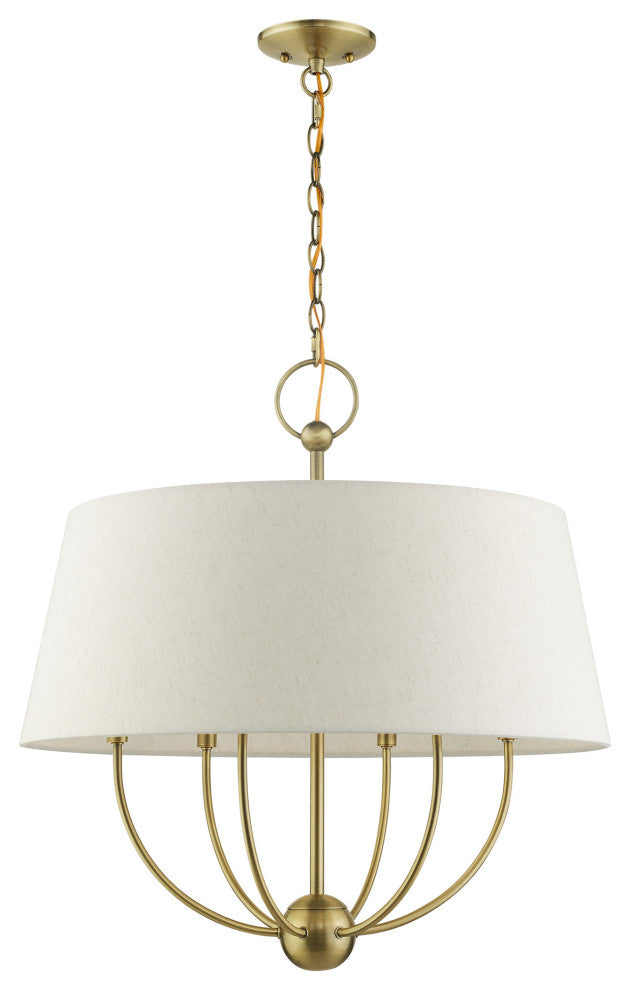 Antique Brass Transitional, English Country, Rustic, Casual Pendant Chandelier