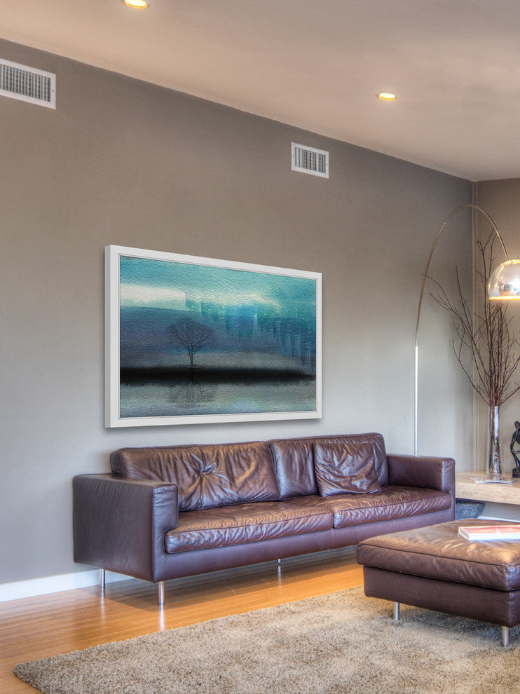 "Mystic Teal" Framed Painting Print, 24"x16"