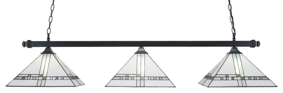 Square 3-Light Bar with Square Fitters, Matte Black/New Deco Art