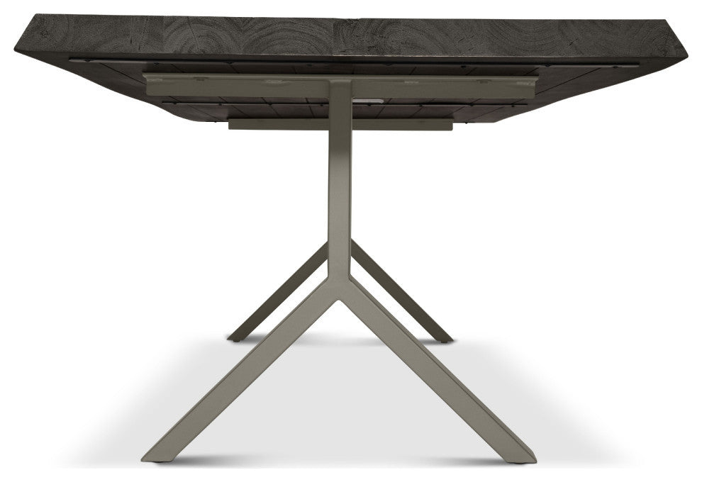 Brooks Dining Table, Y Base, 40"x79", Ebonized Top, Pewter Base
