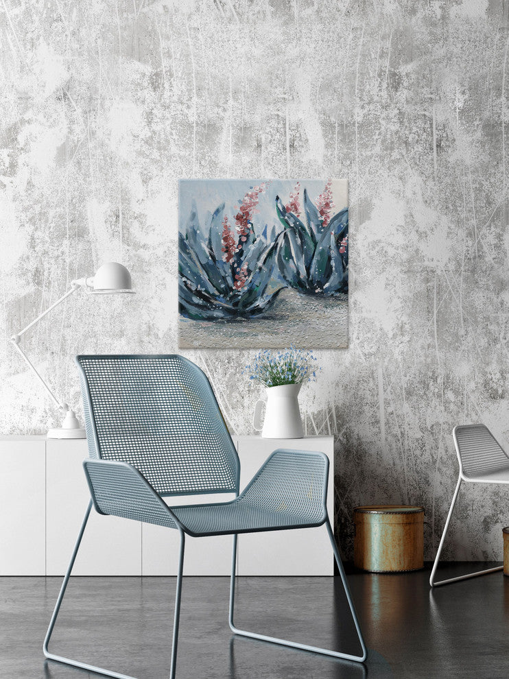 "Bluish Pink" Painting Print on Wrapped Canvas, 24"x24"
