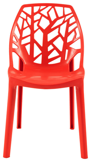 Stackable Plastic Accent Dining Chair for Indoor and Outdoor, Solid Red