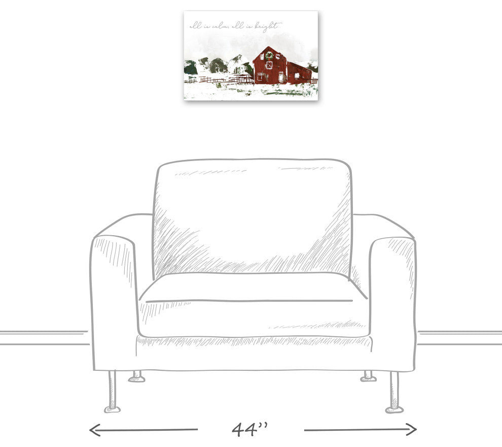 Snowy Christmas Farm 12x18 Canvas Wall Art