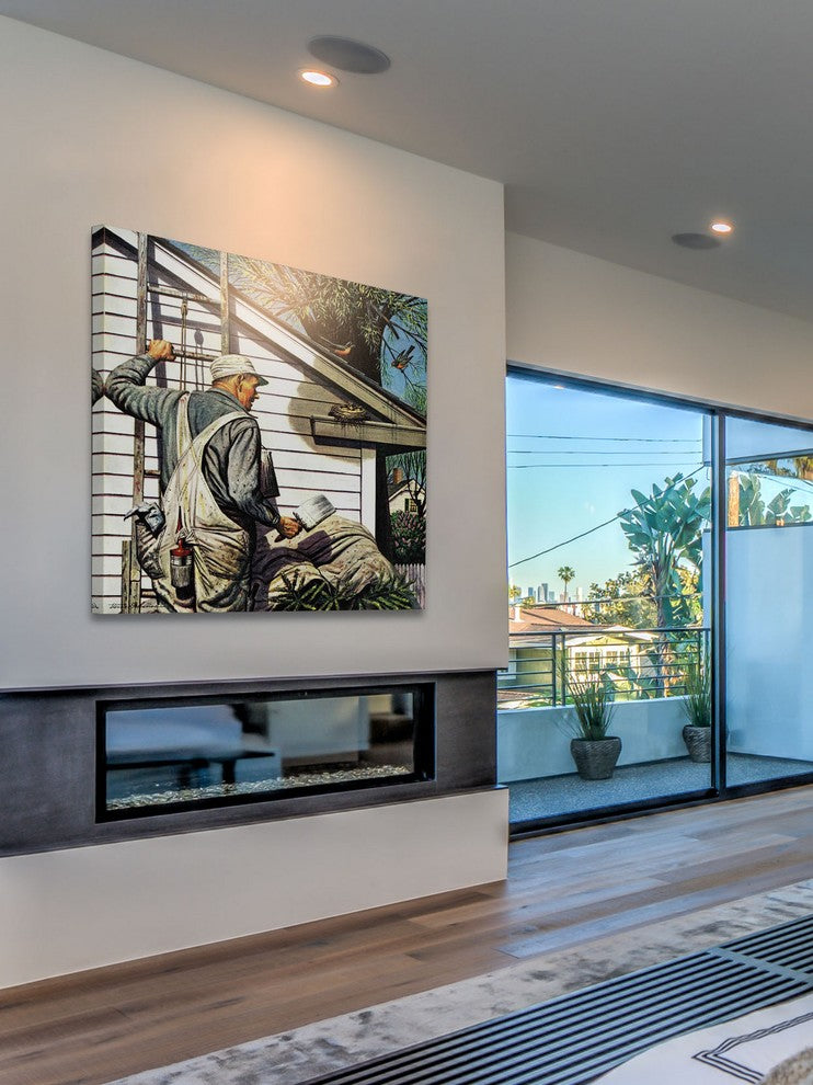"House Painter and Bird's Nest" Print on Canvas by Stevan Dohanos