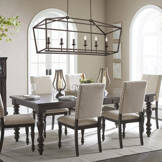 6 Light Kitchen Island Linear Pendant Chandelier, Oil Rubbed Bronze