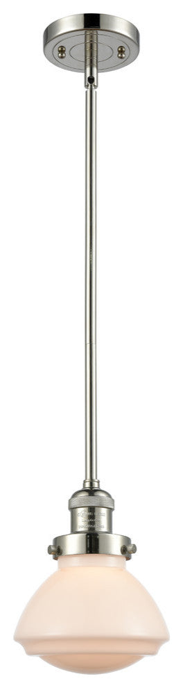 Olean 1-Light Mini Pendant, Polished Nickel, Matte White
