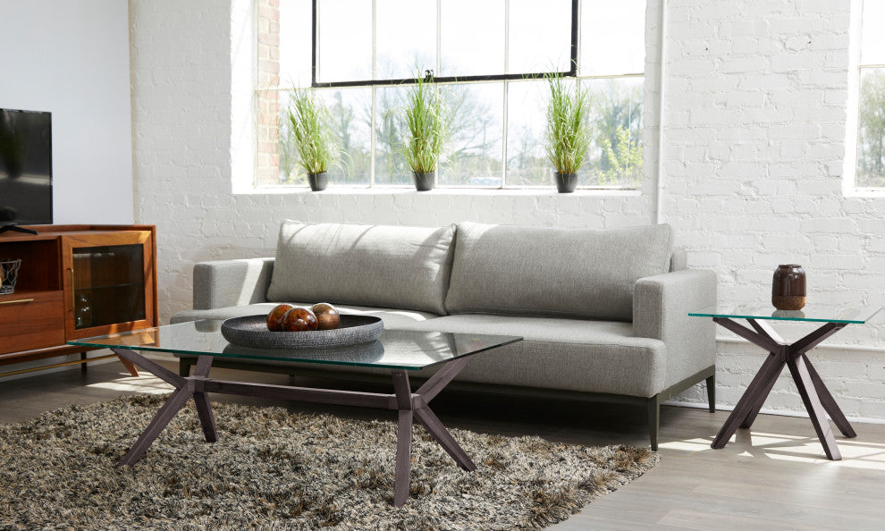Mid-Century Modern Glass End Table, Gray