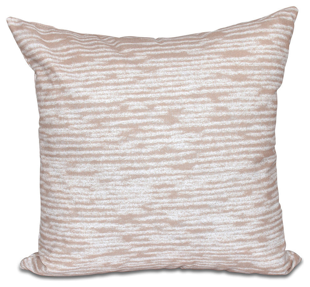 Marled Knit, Geometric Print Outdoor Pillow, Taupe And Beige, 18"x18"