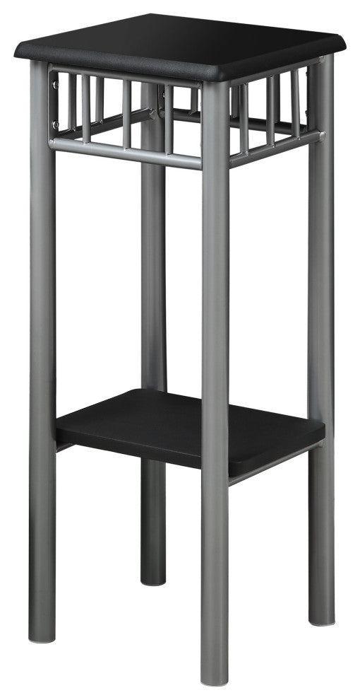 HomeRoots 12" x 12" x 28" Black Silver Mdf Metal Accent Table