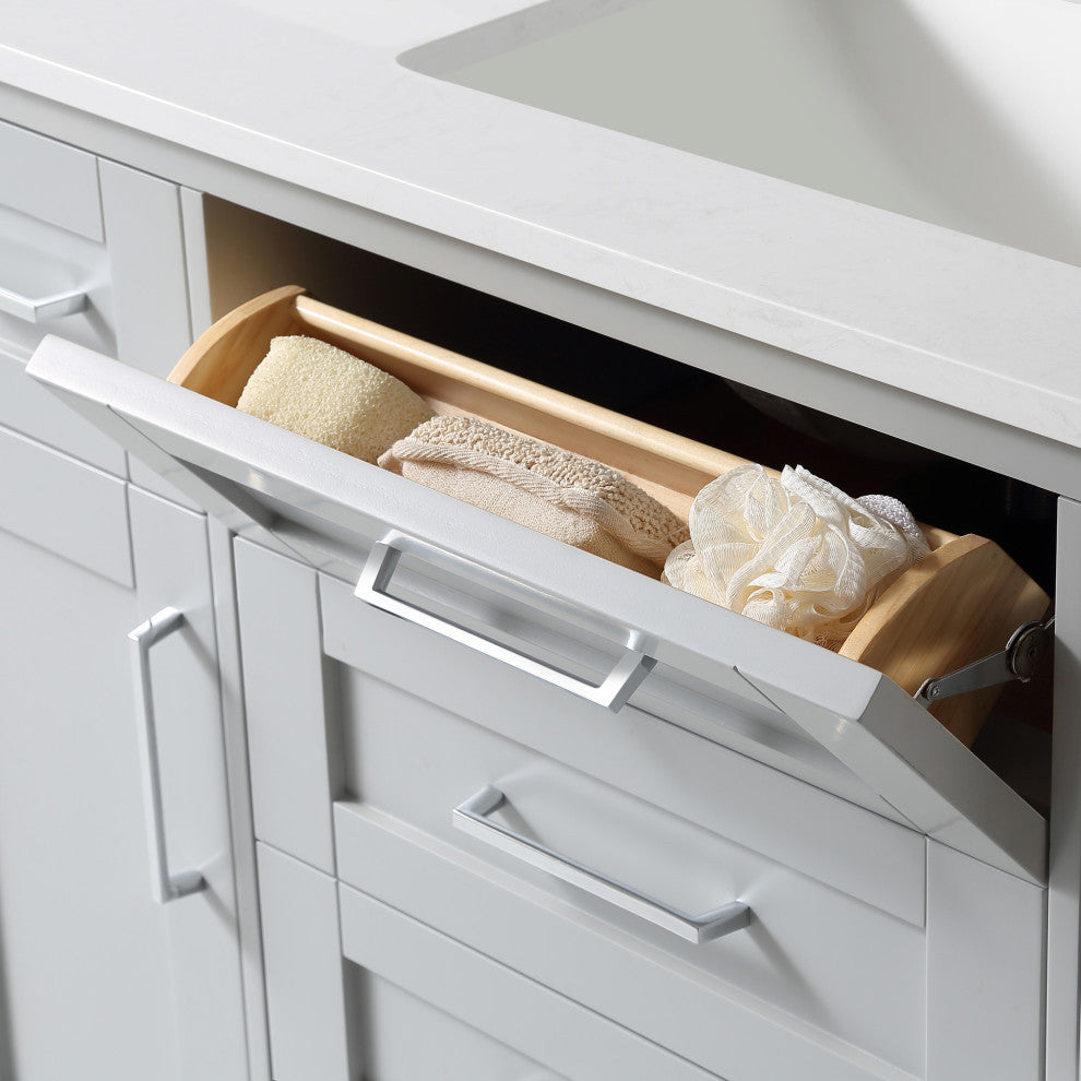OVE Decors Tahoe 48" Vanity, White With Carrara Marble Top