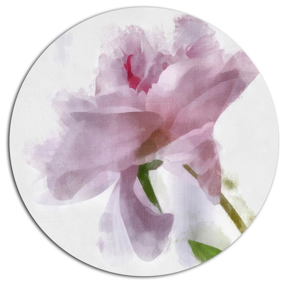 Light Blue Flower With Paint Splashes, Floral Disc Metal Wall Art, 36"
