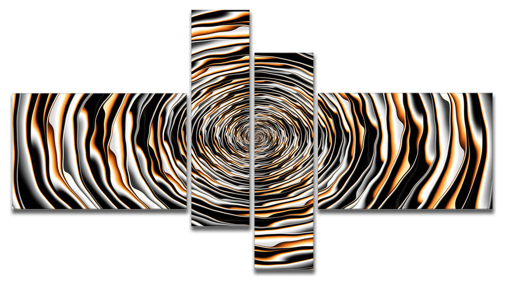 Fractal Rotating Abstract Design, Abstract Canvas Artwork, 60"x32", 4 panels