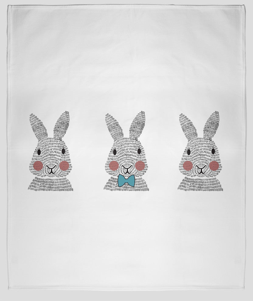 60 x 80 in Easter Bunny Triplets Throw Blanket, Explorer Blue