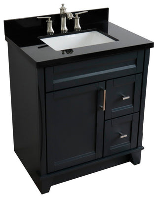 31" Single Sink Vanity, Dark Gray Finish With Black Galaxy Granite