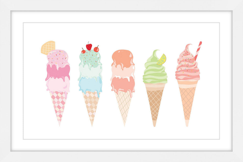 "Ice Cream Cones" Framed Painting Print