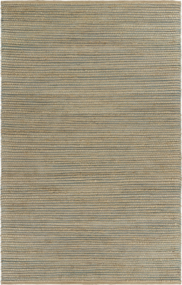 9" x 12" Tan and Blue Undertone Striated Area Rug