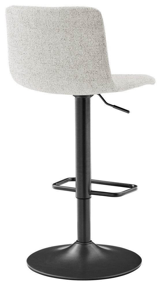 Bruce Gaslift Bar Stool, Pebbled Cream, Fabric