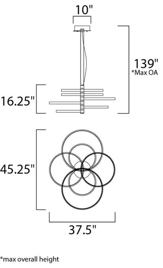 ET2 E24327 Hoopla 38"W Pendant - Black / Gold