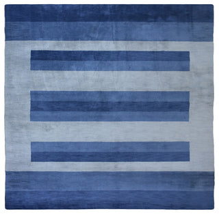 HAND KNOTTED LOOM WOOL ECO-FRIENDLY AREA RUGS-Rectangle,Blue,Contemporary, [Square] 10'x10'