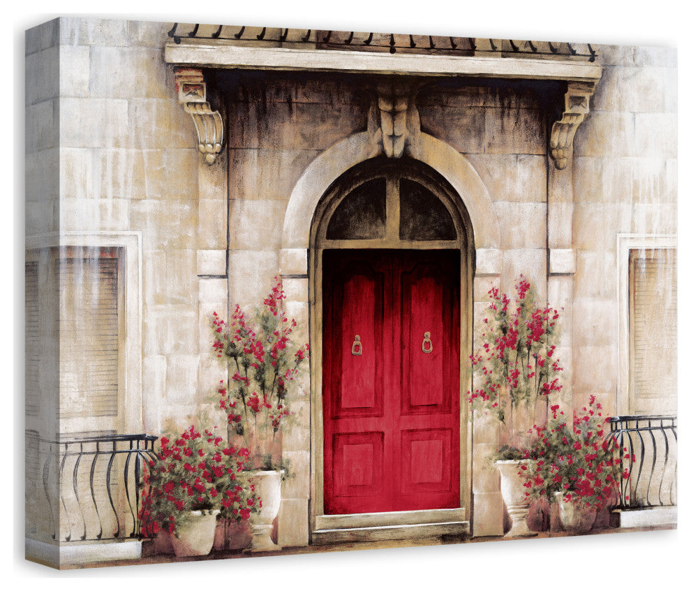 Red Door Tuscan Scene 1 16"x20" Canvas Wall Art