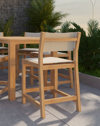 Pearl Teak Outdoor Counter Height Stool in White