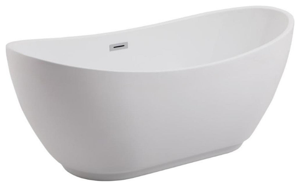 Elegant Decor Ines 62" Oval Plastic Soaking Bathtub in Glossy White