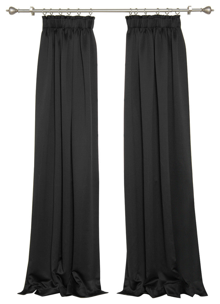 Pencil Pleat Blackout Curtains, Black, 52"x84", Set of 2