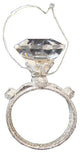 Diva Glitter Faux-Diamond 3-Band Wedding Ring Christmas Ornament, Silver, 3"