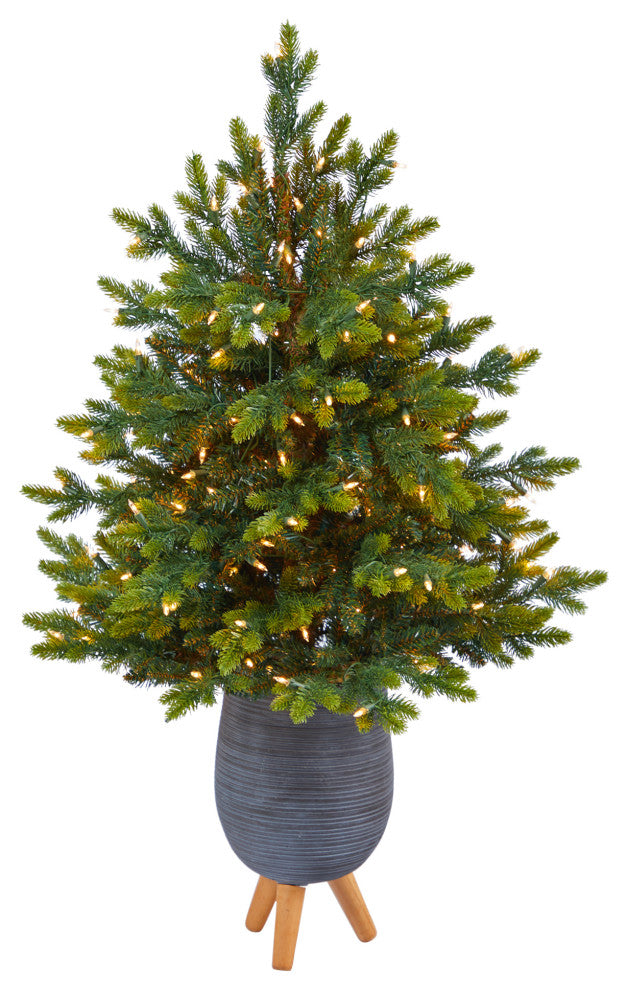 3.5' North Carolina Fir Faux Xmas Tree W/Lights & 563 Bendable Branches