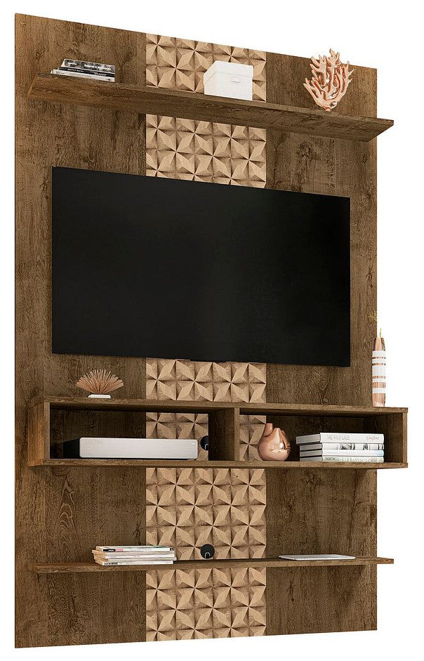 Libra Long Floating 45.35 Entertainment Center in Rustic Brown and 3D