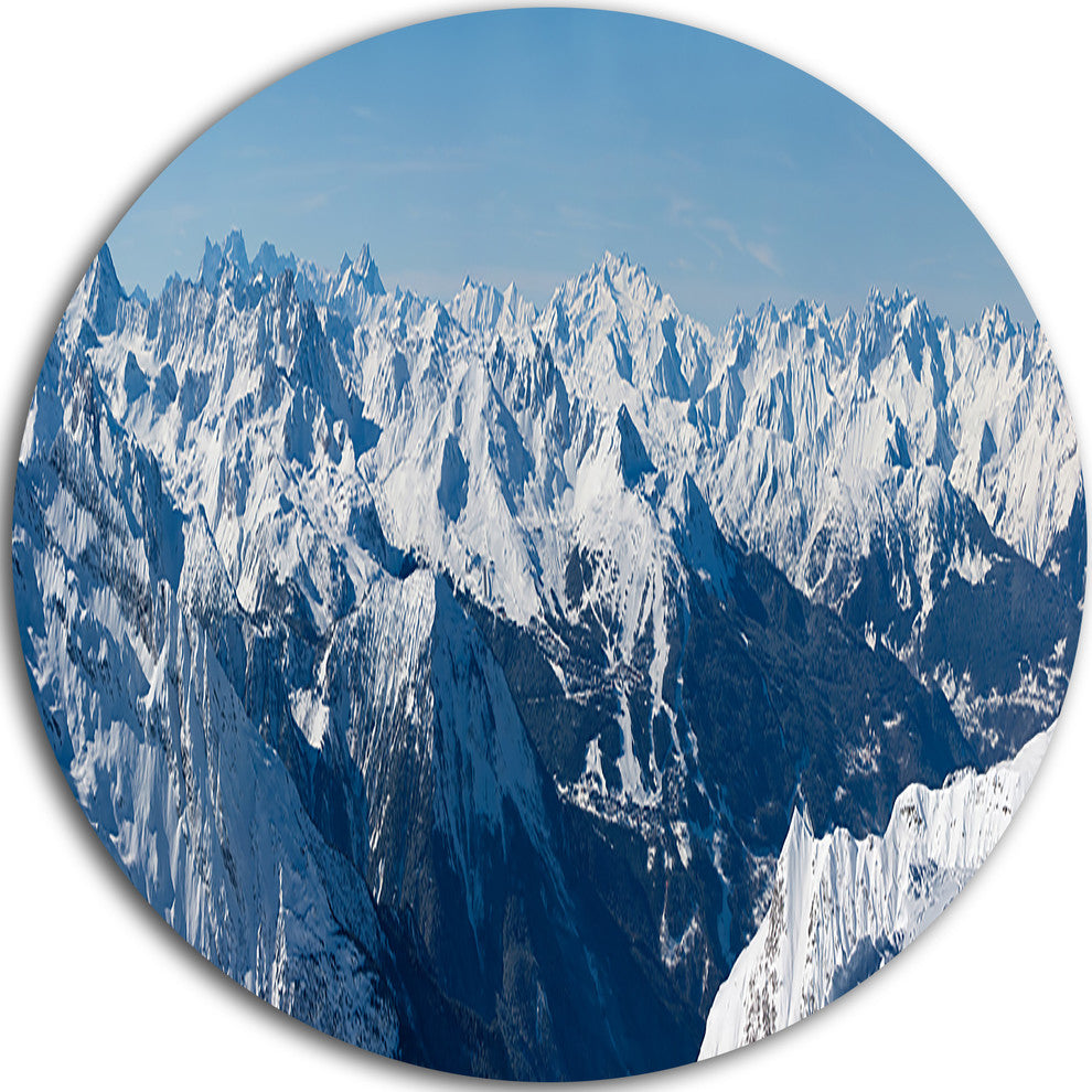 French Alps Panorama, Photography Disc Metal Artwork, 23"
