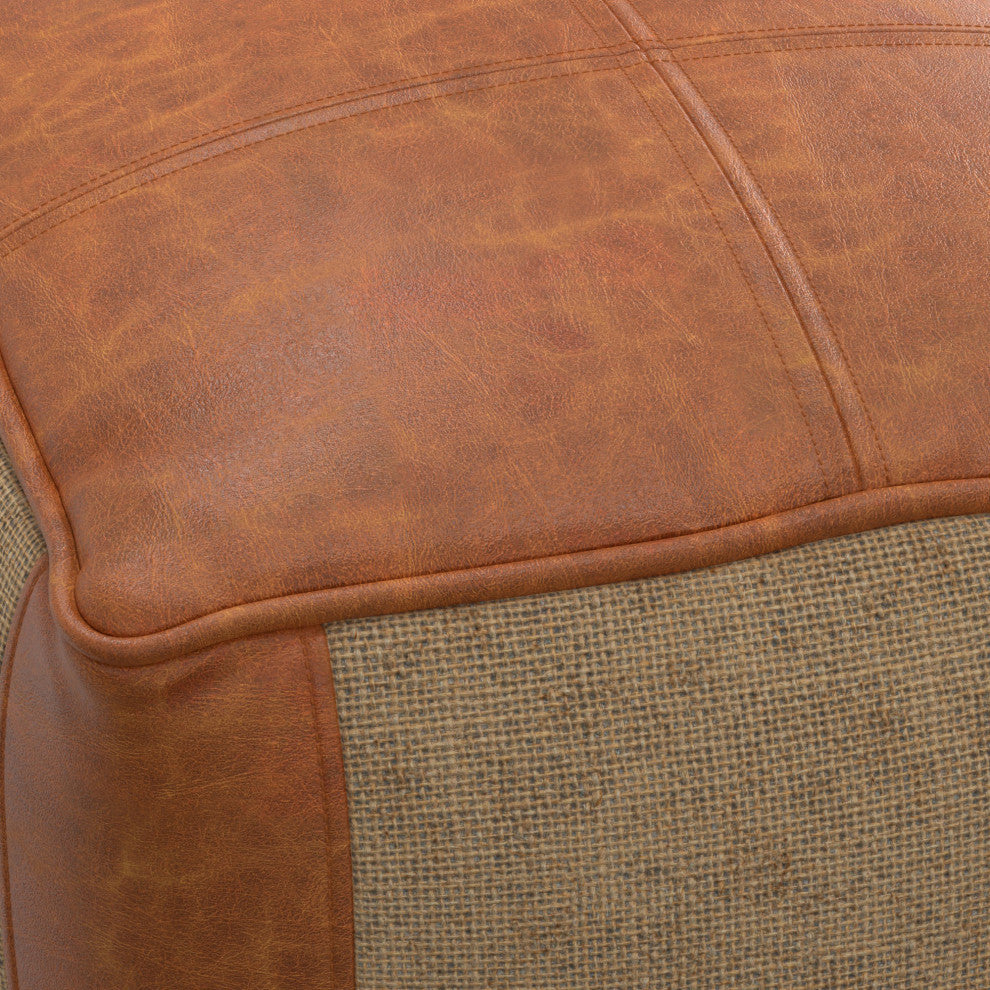 Atkinson Pouf , Tan Genuine Leather