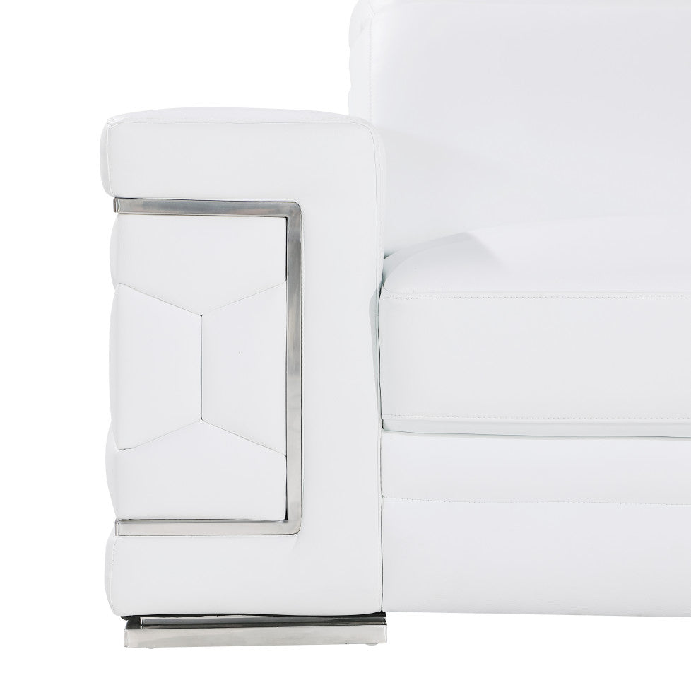 Oliver Genuine Leather Sofa, White