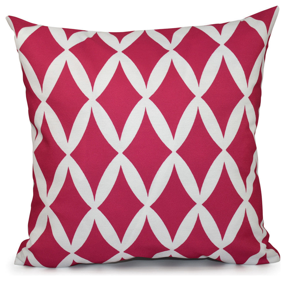 Geometric Decorative Pillow, Fushia, 16"x16"