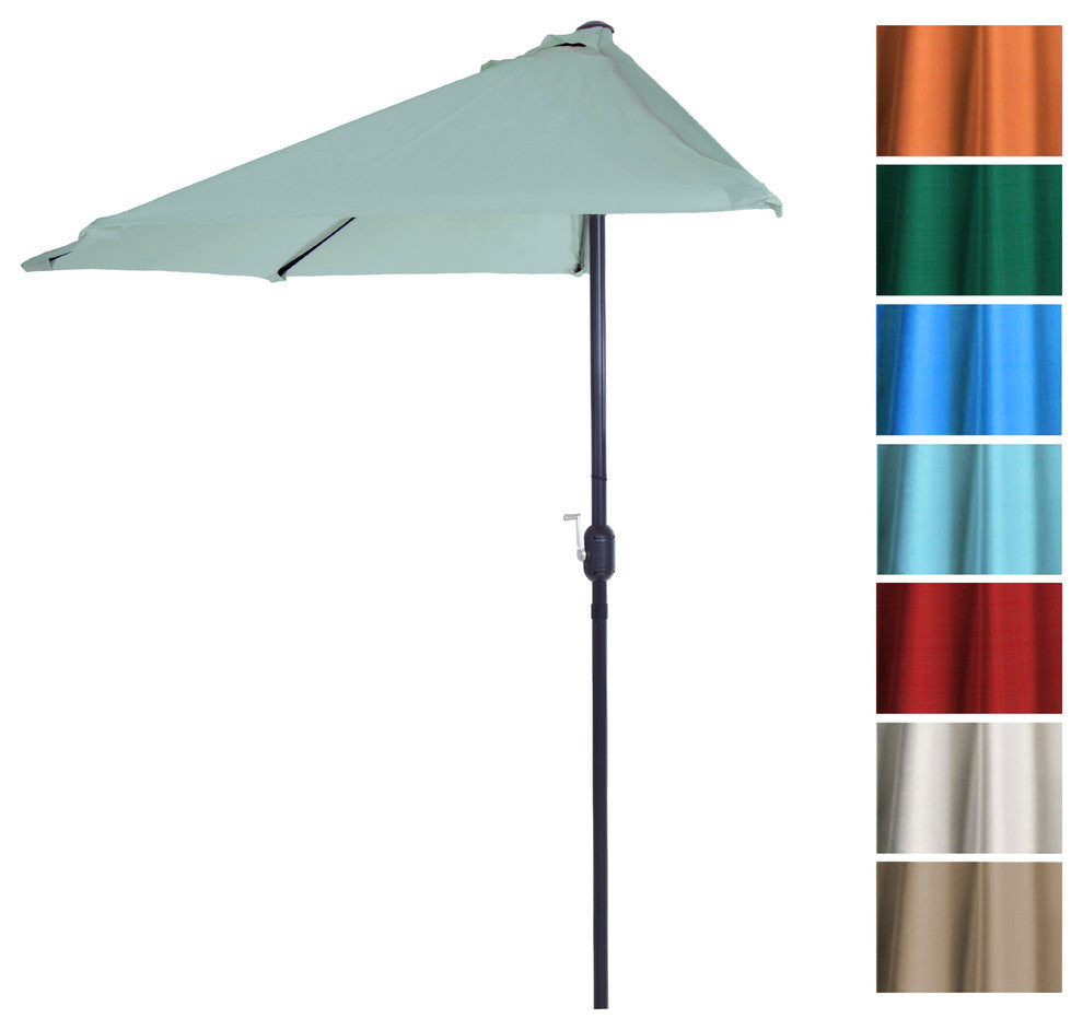 Pure Garden 9' Half Round Patio Umbrella, Dusty Green