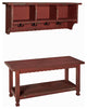 Country Cottage Coat Hooks and Bench Set, Red Antique