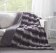 Tache Luxurious Black Striped Faux Fur Throw Blanket, 90"x90"