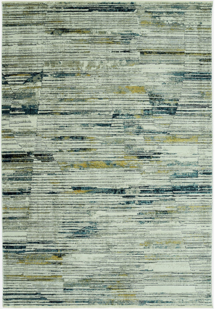 4"x6" Blue Ivory Abstract Striped Area Rug
