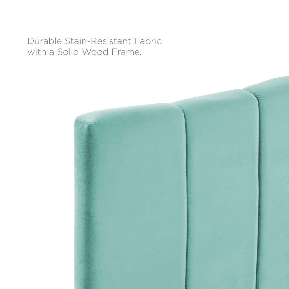 Camilla Channel Tufted King/California King Performance Velvet Headboard - Mint