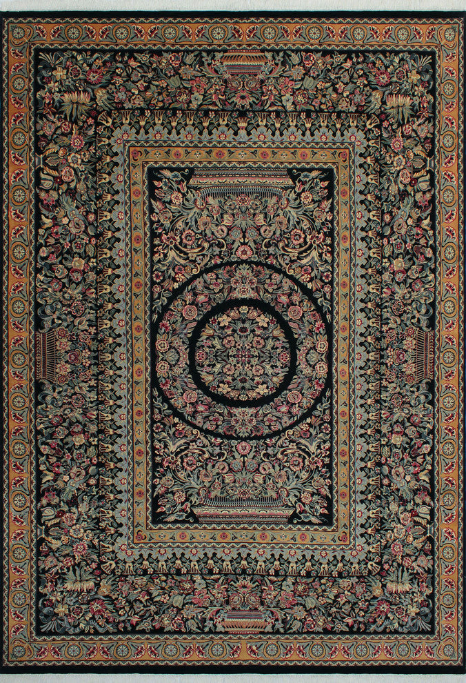Pak-Persian Zarqa Black Rug, 8''11x12''10