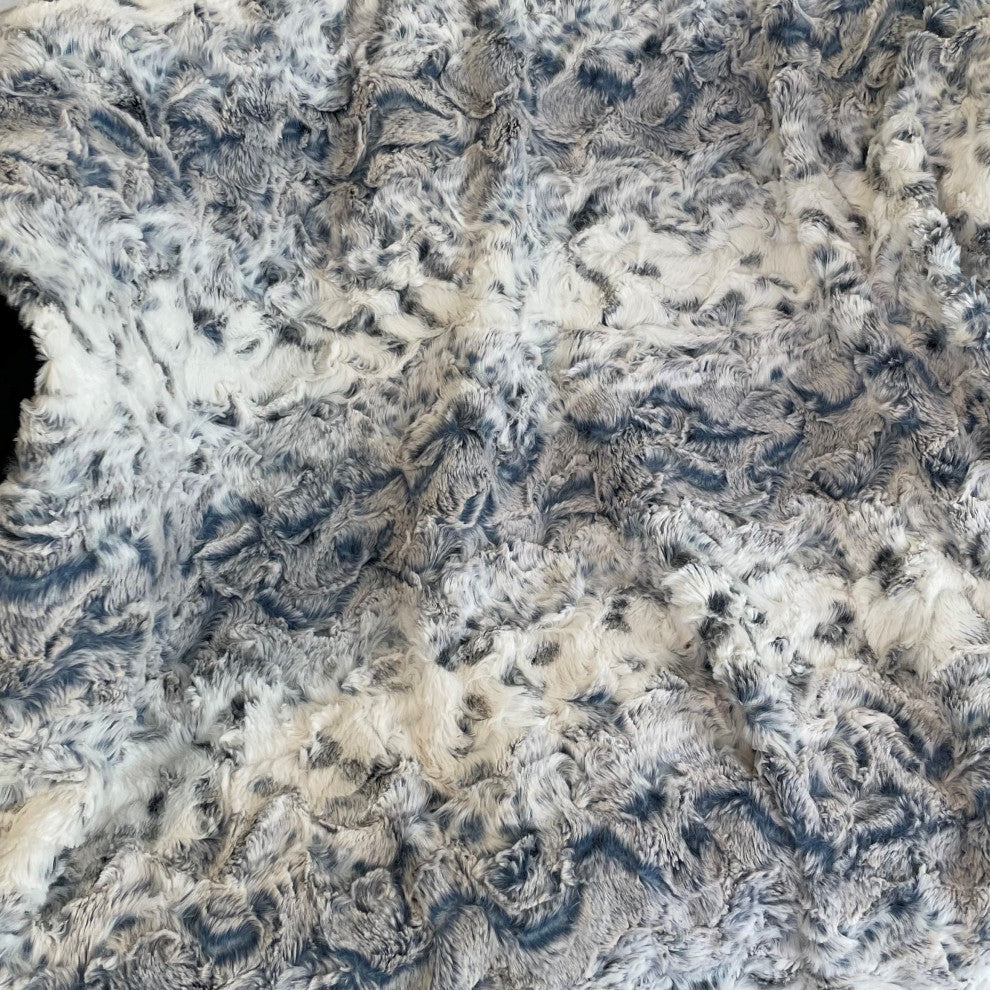 Navy Snowy Owl Faux Fur Luxury Throw Blanket, Blanket 90Lx90W Full